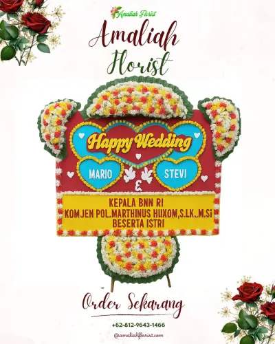 Karangan Papan Bunga Pernikahan di Tibubiu